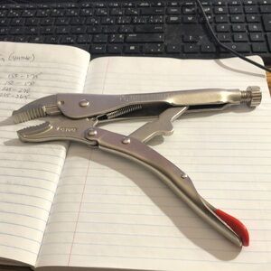 Crescent 9” Silver Locking Pliers with Red Grip